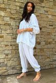 Mimi Pillow Cotton Batwing Blouse White